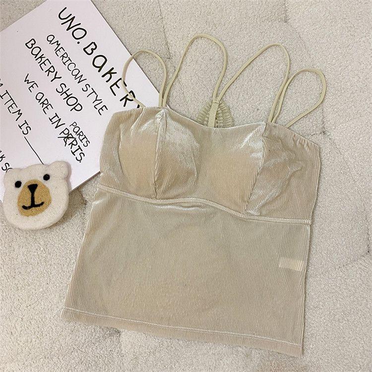 

Женский бархатный топ-майка с нагрудными вкладышами, нижнее белье, ранняя осень, красивая спина, верхняя одежда с подкладкой, горячая девушка, уникальный особый топ XL