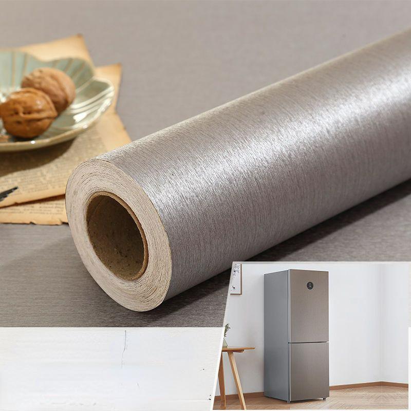Thickened Brushed Metal Sticker Stainless Steel Kitchen Cabinet Refrigerator Self-adhesive Wallpaper Waterproof Home Decoration