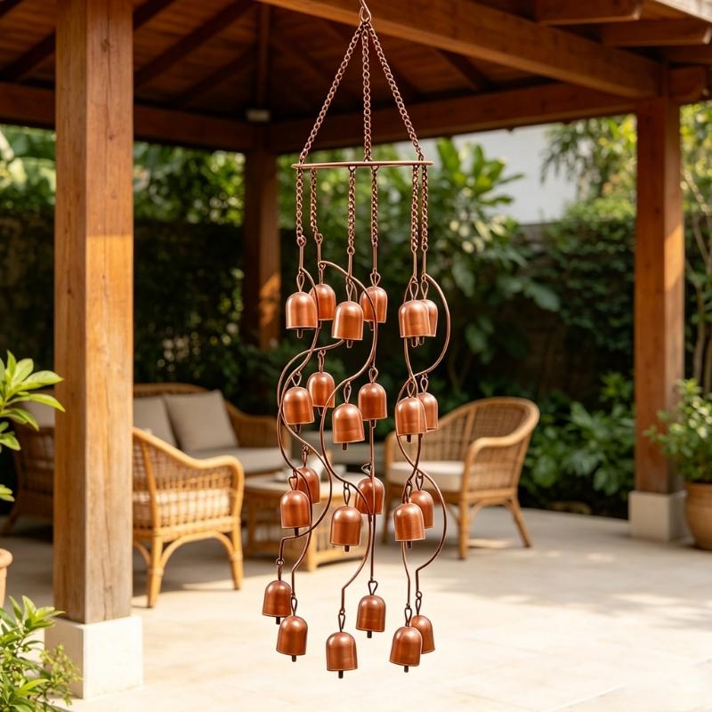 Home Exterior Rain Chain Iron Cup Hanging Water Guide for Gutter Outlet and Roofline Use with Suspended Cup Layout for Porch Covers