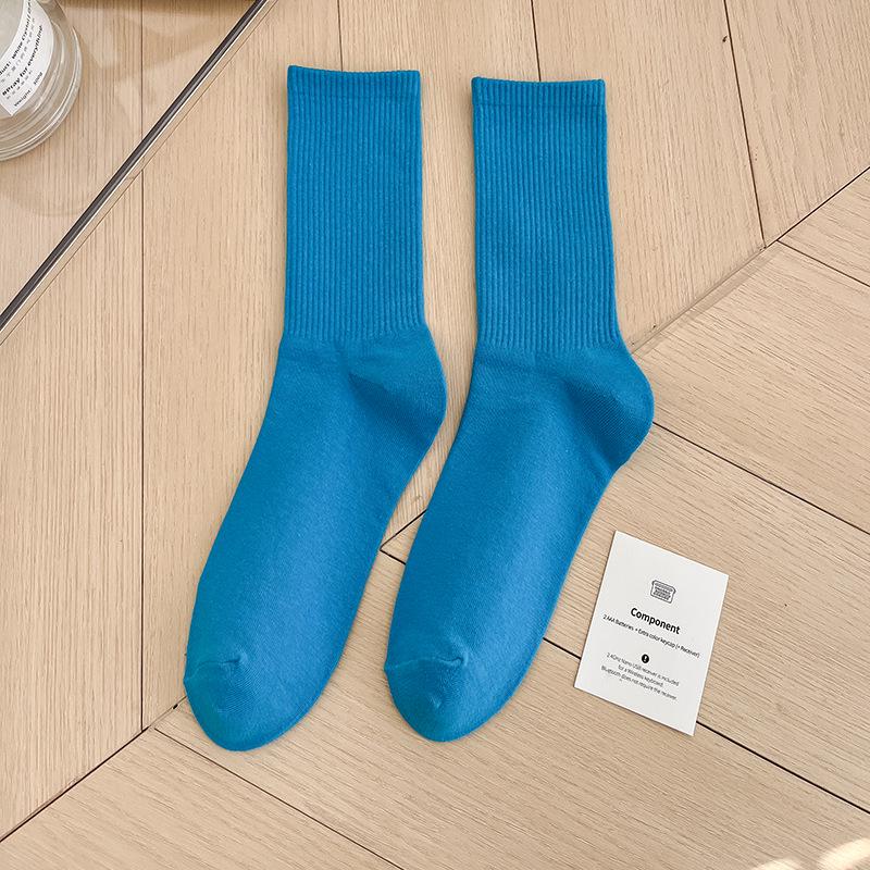 Bunte Damen Baumwoll Kniehohe Tanzsocken: Macaron Bonbonfarbe, Wadenlang, Japanischer Stil