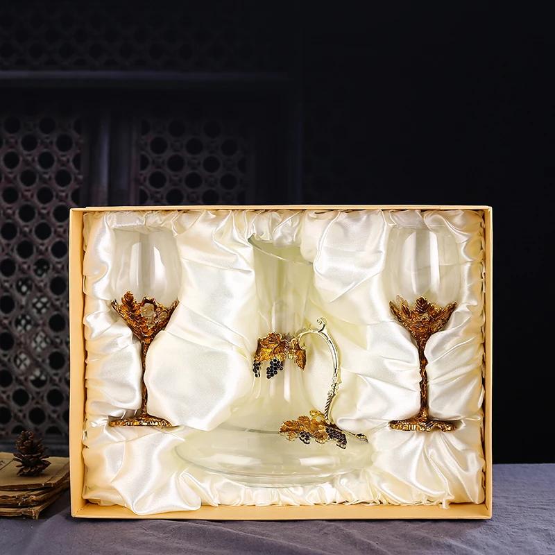 350ml Creative Crystal Glass Wine Glass Decanter Set European High-footed Cocktail Wine Glass Set Gift Box Wine Set Wedding Gift