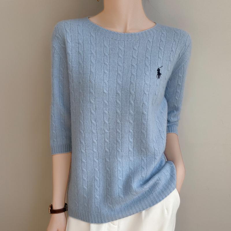 Klassischer Damen Zopfstrickpullover - Herbst Rundhals mit Figurschmeichelndem Fünf-Ärmel-Design