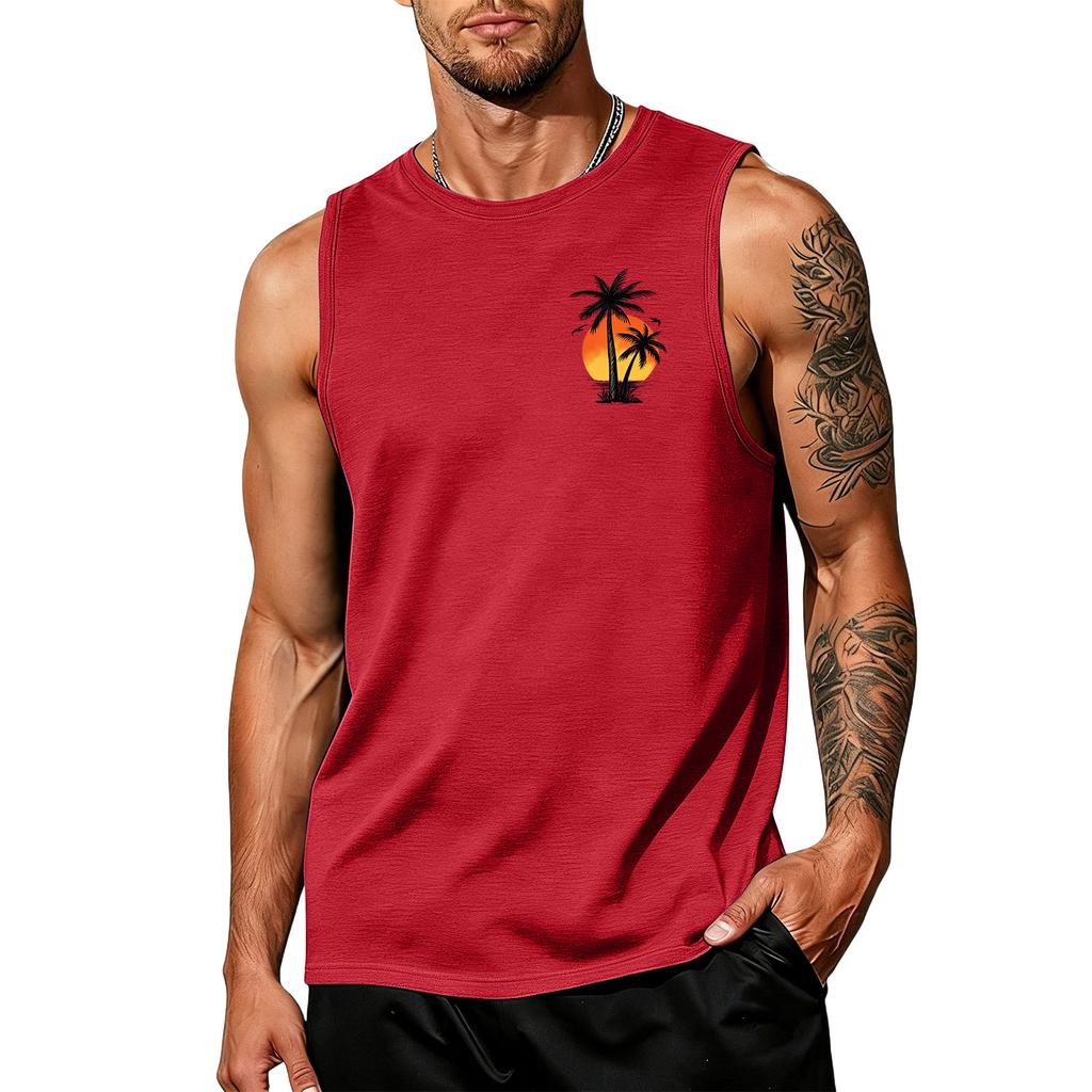 Men's Loose And Casual Hawaiian Print Sleeveless Shirt