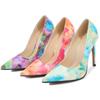 Damen Druck Blumen High Thin Heel Schuhe Büro Spitze Zehen Single Schuhe Nachtclub Party Hochzeit Pub Treffen Laufsteg High Heels
