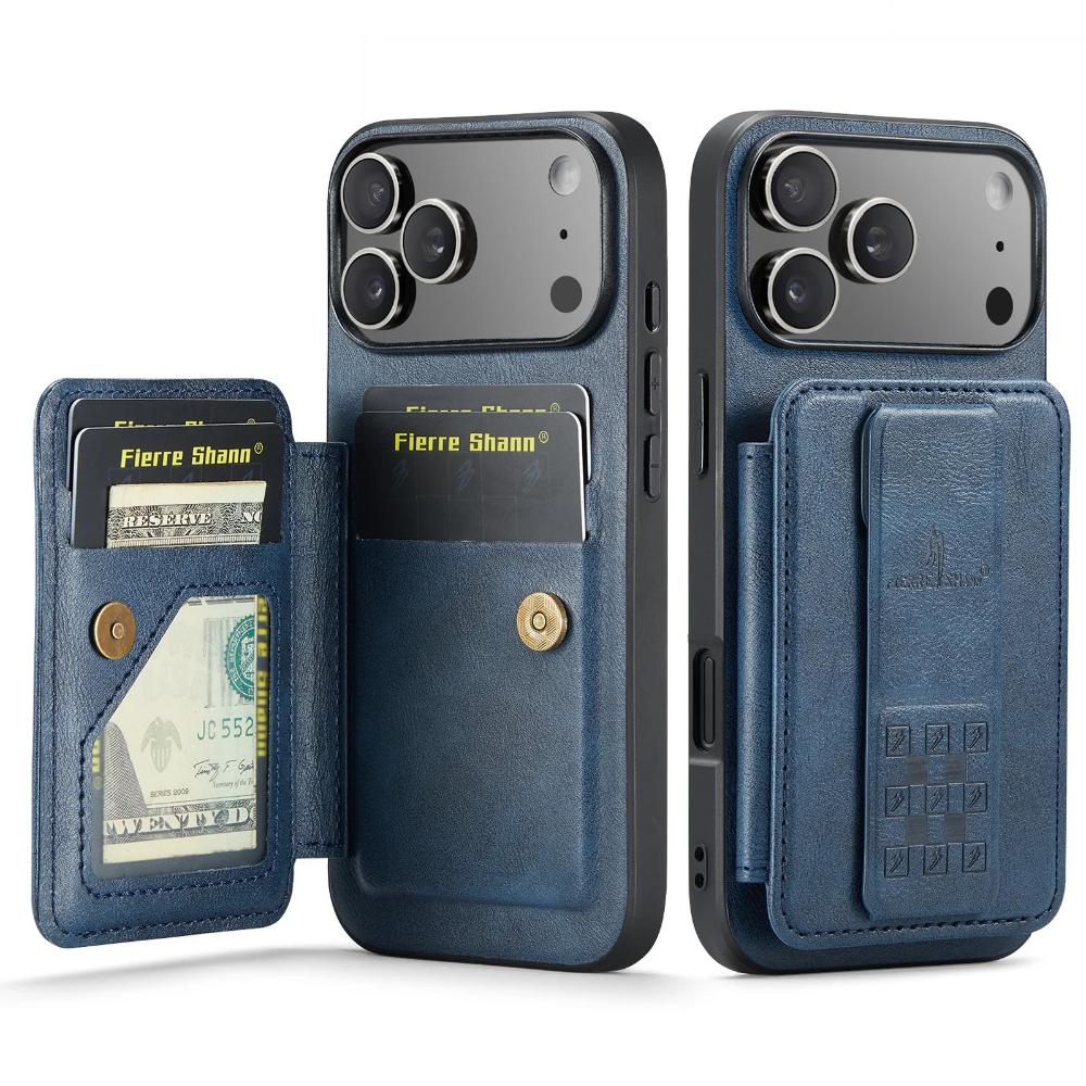 Phone Case for iPhone 18 Pro Max 17 Air 16e 17e 16 Plus 15 Pro 14 13 12 11 WristBand Card Holder Bracket Magnetic Leather Cover