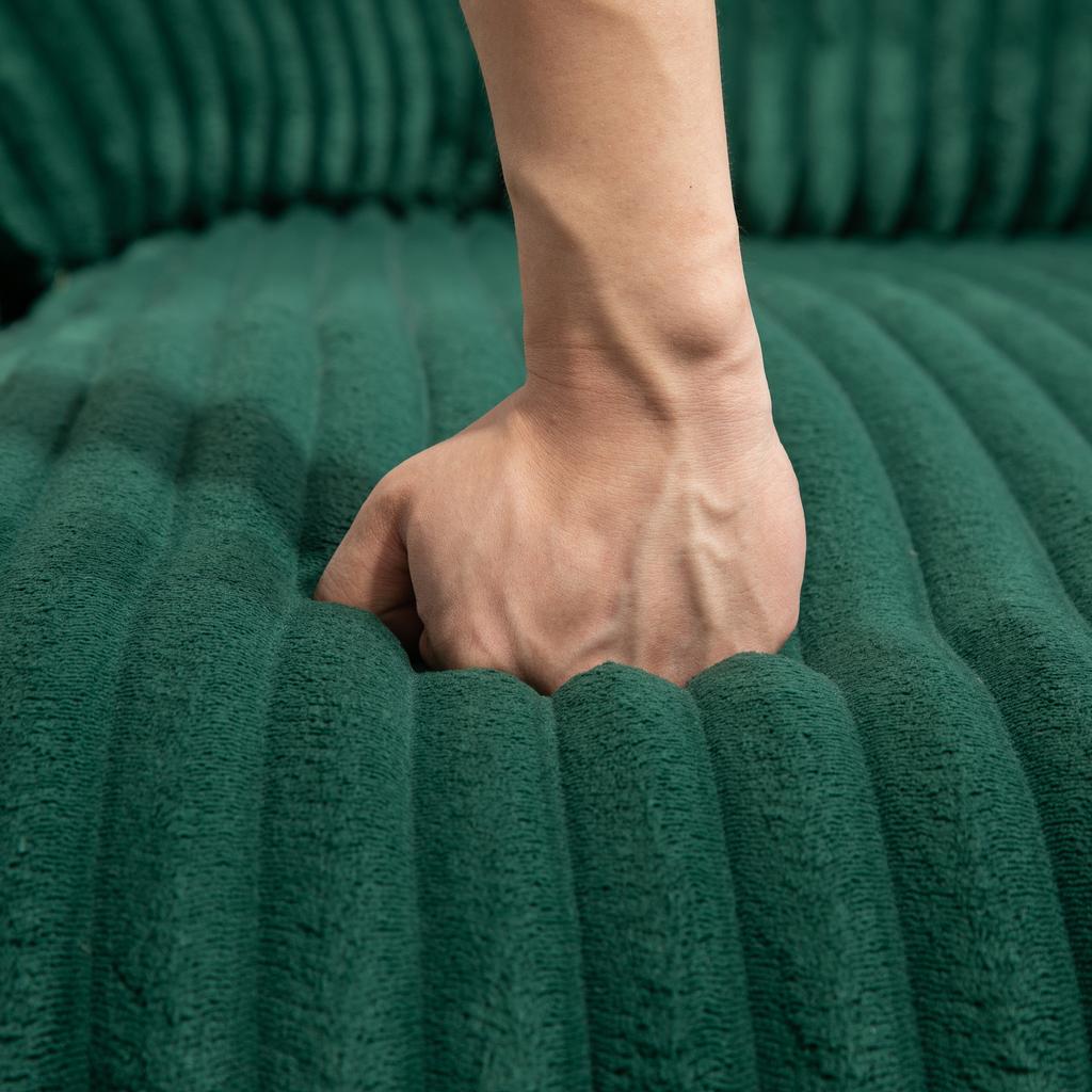 Modern Corduroy Sleeper Sofa Cloud Couch with 3 Soft Cushions, Comfortable Single-seat Floor Sofa for Living Room Apartment office(Emerald)