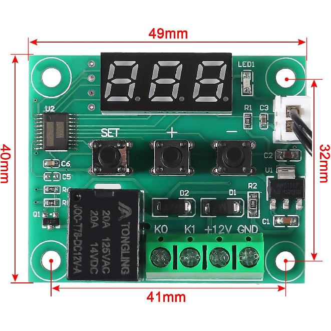 2PCS W1209 Temperature Controller Module,LED Display Digital Thermostat Module with Case DC 12V Digital Electronic Temperature Temp Control Module