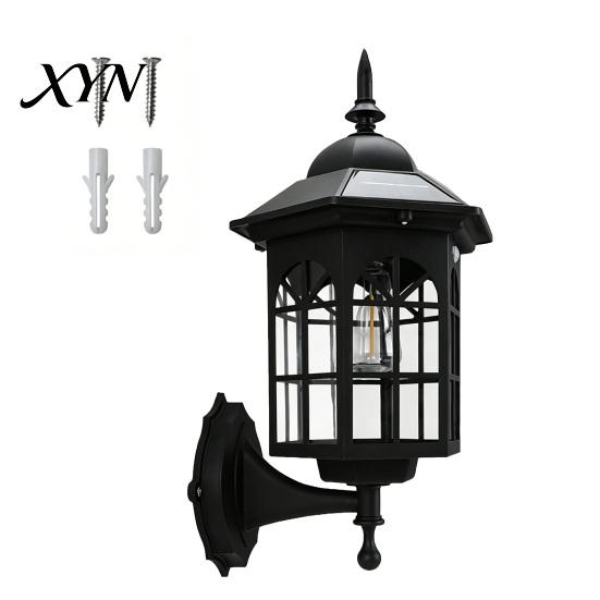 Automatic Dusk To Dawn Solar Light Vintage Wall Light, Motion Sensor Outdoor Sconce with Glass European Style Lamp Shade, Waterproof Garden