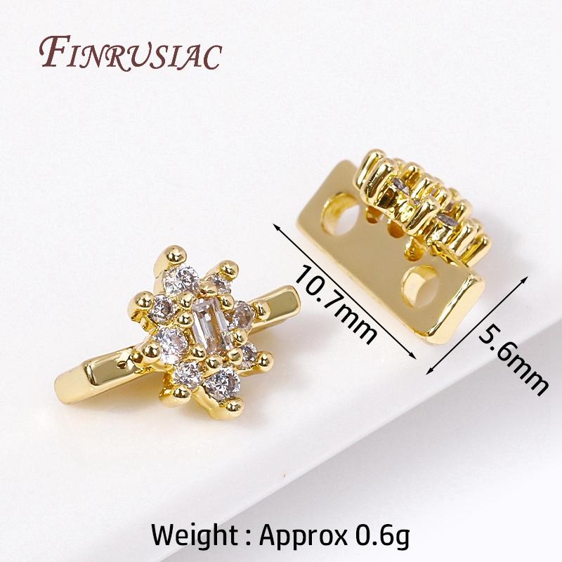 18K Gold Plated 2/3 Hole Separators For Beads,Inlaid Zircon Beads Separators,Handmade Decorative DIY Beading Jewelry Materials