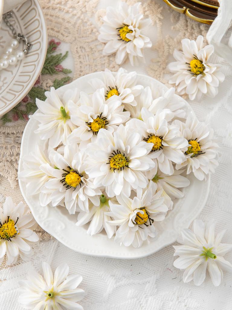 10/20PCS Small Daisy Artificial Flowers Home Room Table Decor Wreaths Wedding Bridal Accessories Clearance Headwear Brooch Gifts