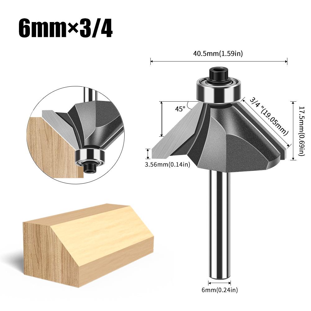 6 Handle 12 Handle 45 Degree Bevel Knife Woodworking Milling Cutter Trimming Machine Engraving Cutter Head 45 Degree Chamfer Knife Bevel Knife