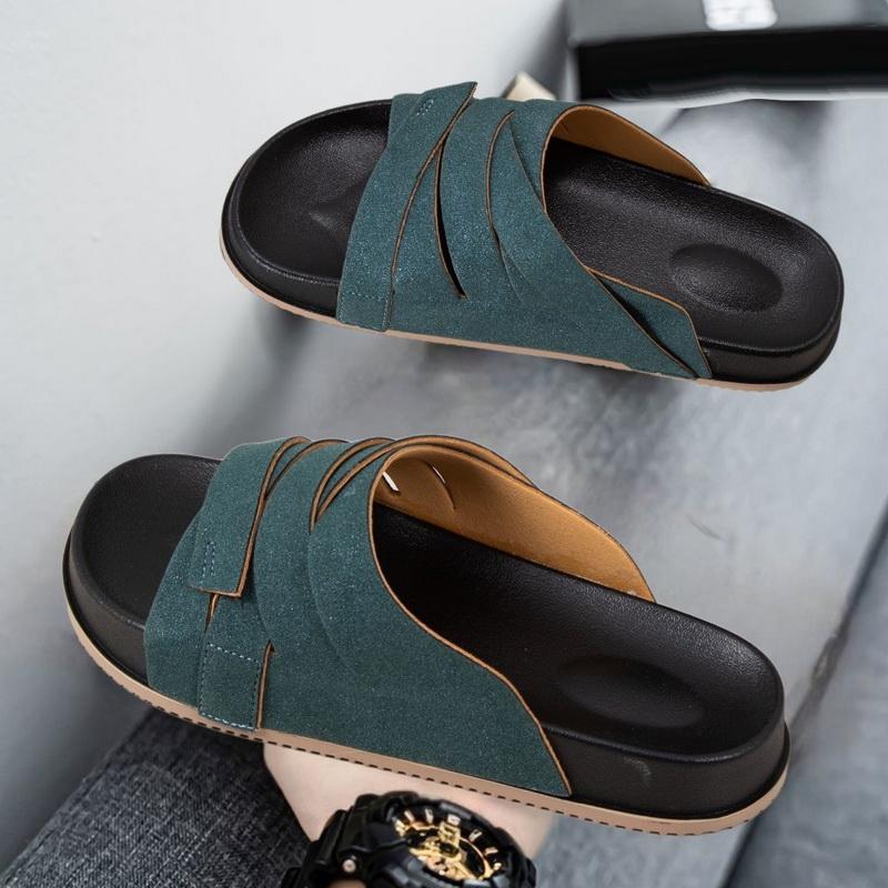 

Men Fashion Thick-sole Slippers Comfy Summer Slide Sandals Outdoor Vacation Beach Antiskid Slippers Youth Boy Causal Sandals 40 зелёный