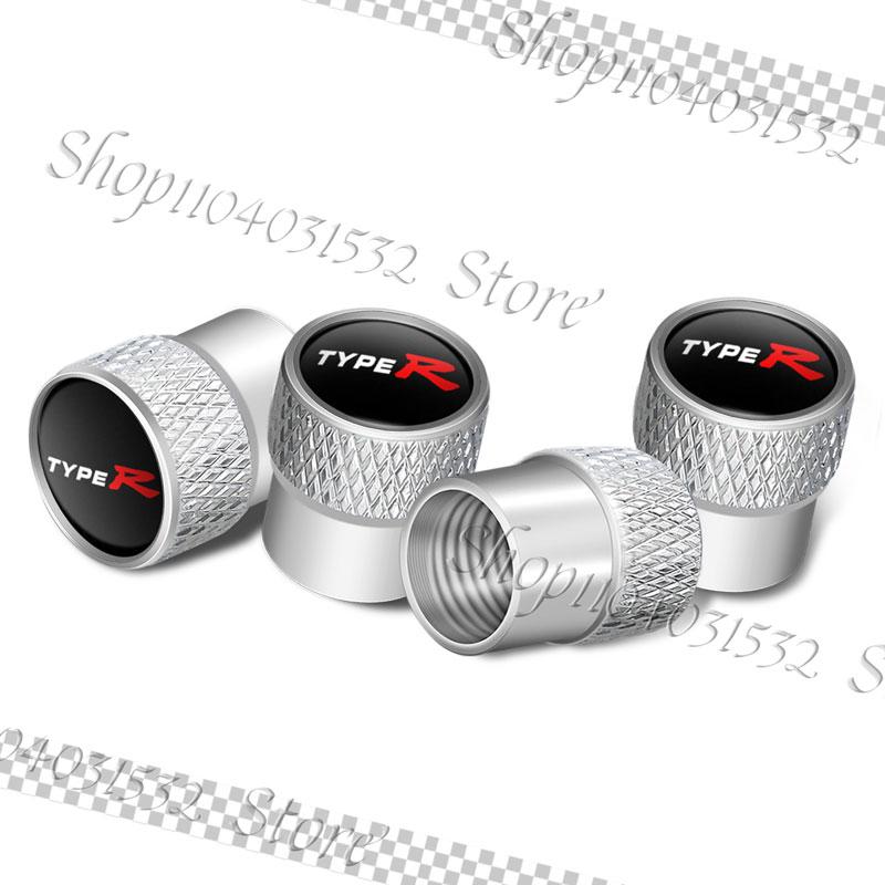 Car Decor 4Pcs/Set Type R Logo Emblem Car Wheel Tire Valve Caps Dust Covers For Honda Civic Accord Mugen CRV Odyssey City