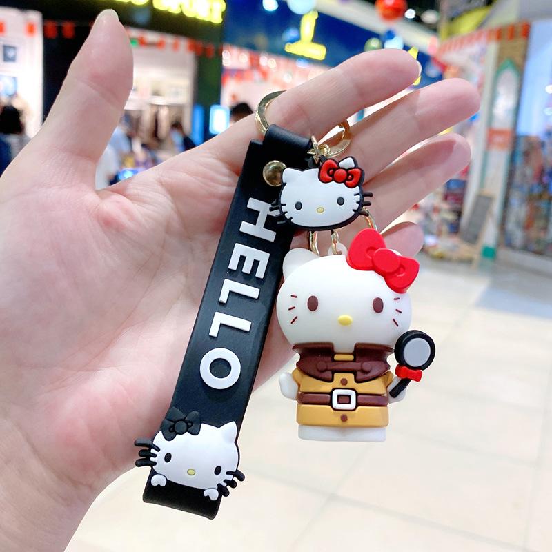 Creative Cartoon Teacup Kt Cat Keychain Hello Kitty Cute Pendant Schoolbag Pendant Girl Student Pendant