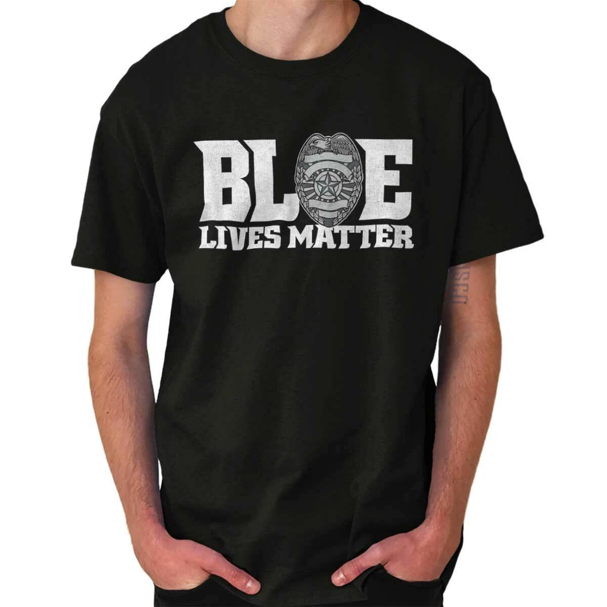 Значок полицейского Коп Blue Lives Matter Женская или мужская футболка с круглым вырезом M