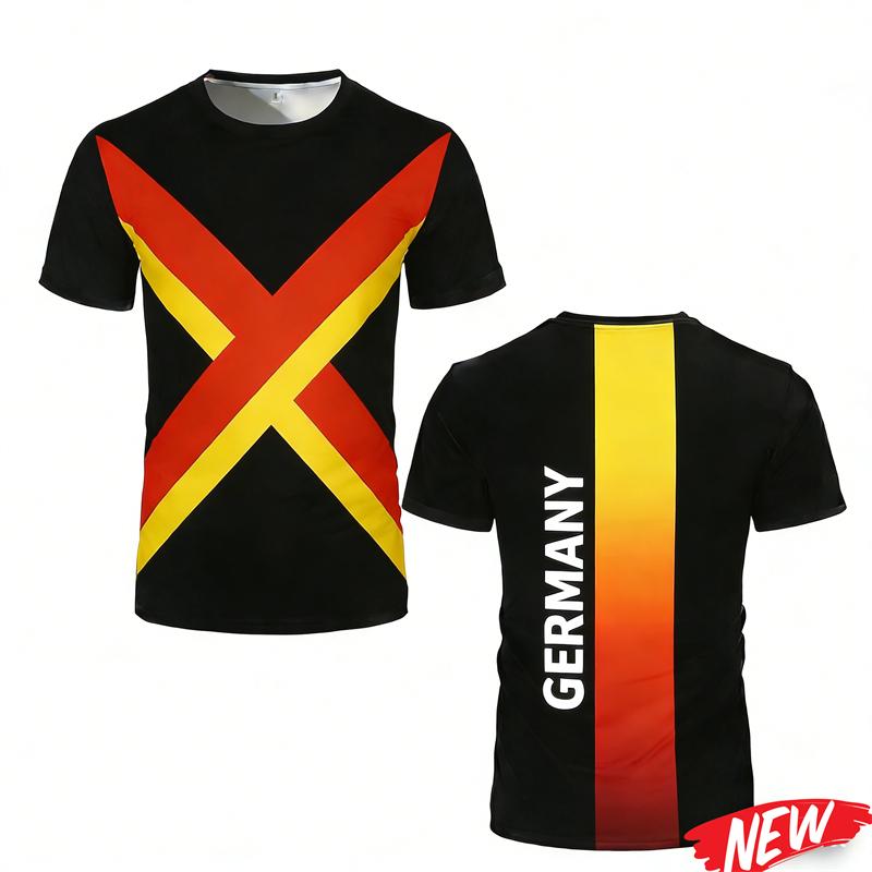 Fashion Germany Flag Graphic T Shirt Men Trendy 3D Printed Football Jersey Cool Streetwear Short Sleeve Oversized Tee Shirts