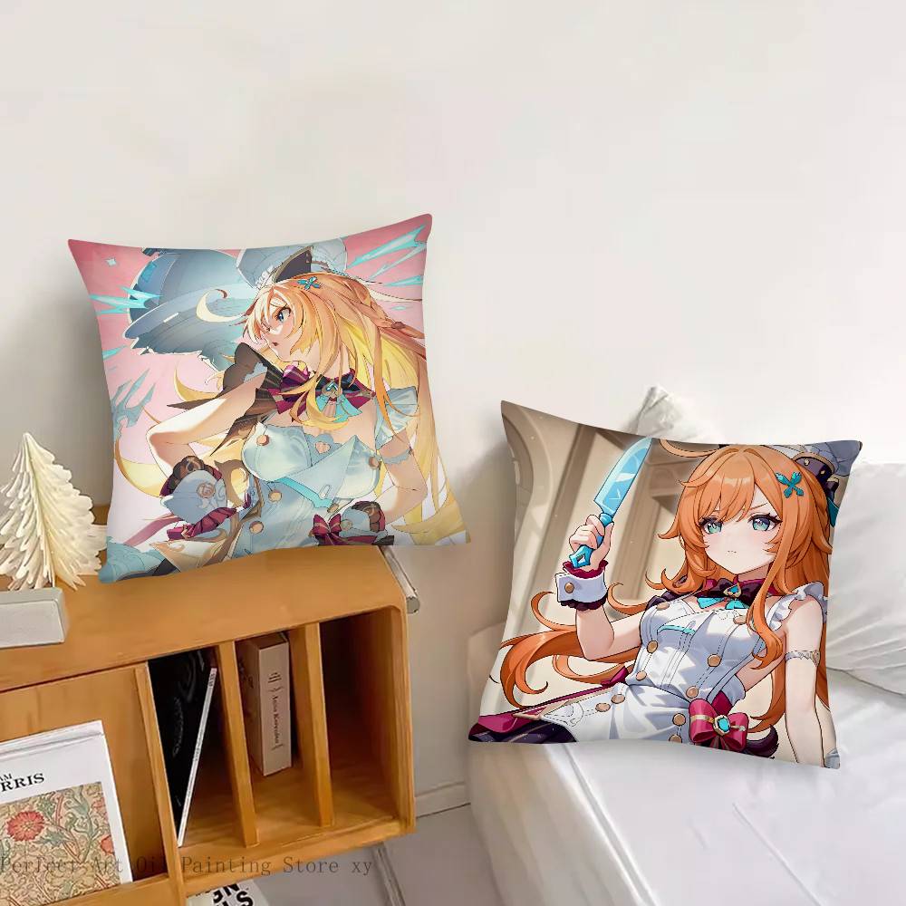 Game Genshin Impact Escoffier Pillow Case Square Pillow Bedroom Sofa Leisure Comfort Cushion Car Living Room Home Decoration
