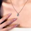 White Moonlight Round Necklace Can be worn on both sides Collarbone chain Fashion temperament Blue necklace