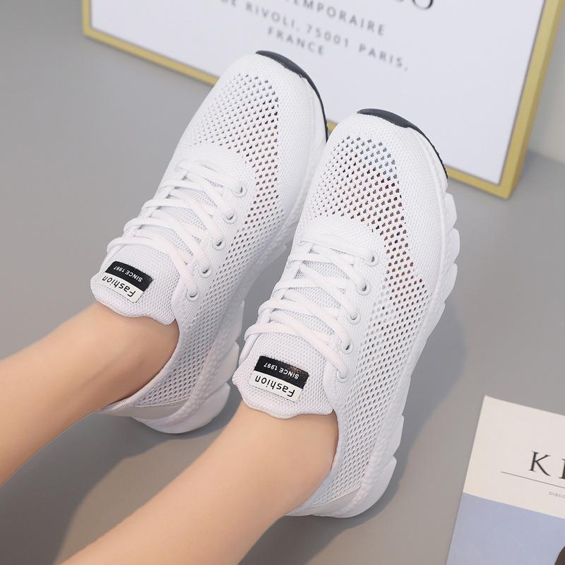Women's shoes summer new fly-woven breathable shoes comfortable versatile lace-up hollow large net casual shoes women