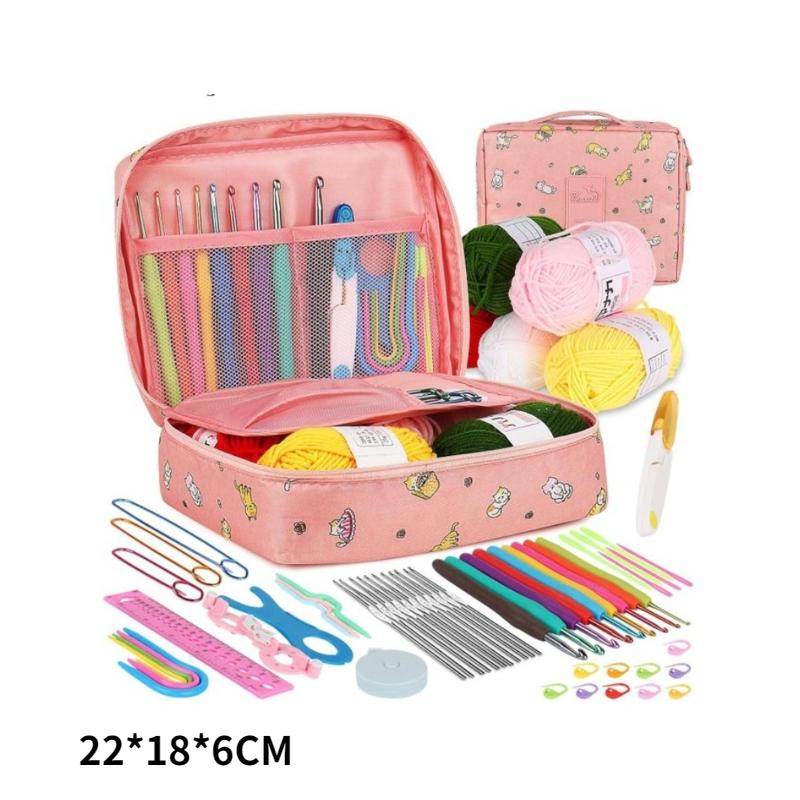 59-Piece Crochet Set DIY Beginner Crochet Full Set Material Pack Portable Yarn Knitting Tool Handmade Set