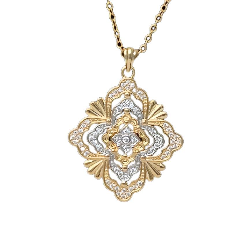 Retro Flower Pendant Gold Necklace Chinese Style Tassel Design Exquisite Luxury Style Court Style Butterfly Jewelry Women