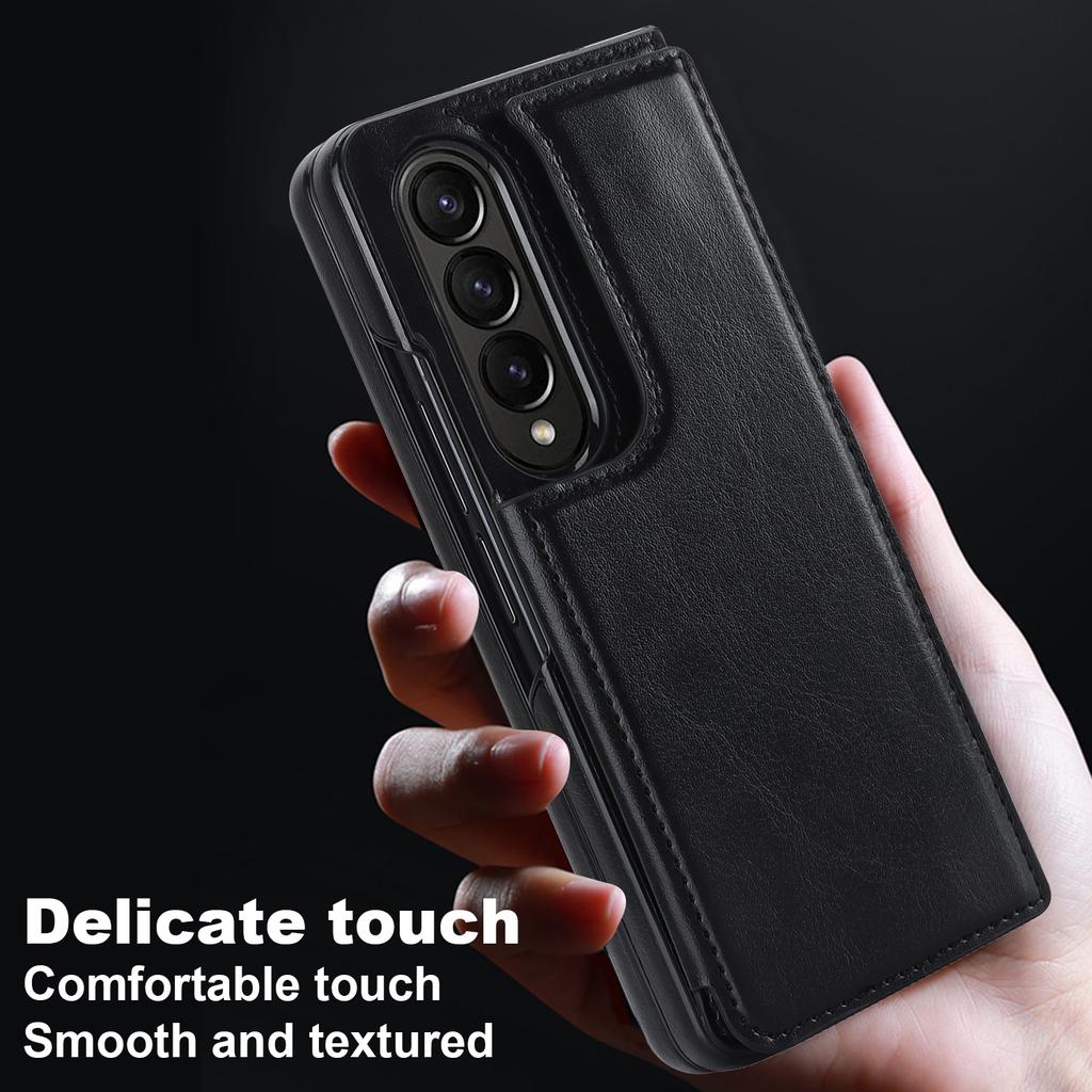 Folding Card Bag Leather Stand Case for Samsung Galaxy Z Fold 6 5 4 3 5G Fold 6 Business Protection Z Fold 5 Luxury Fashion Cover