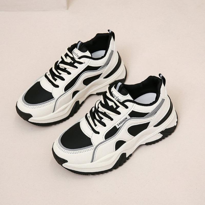 Thick-soled dad shoes autumn and winter new sports and leisure single shoes students increase height and look thin