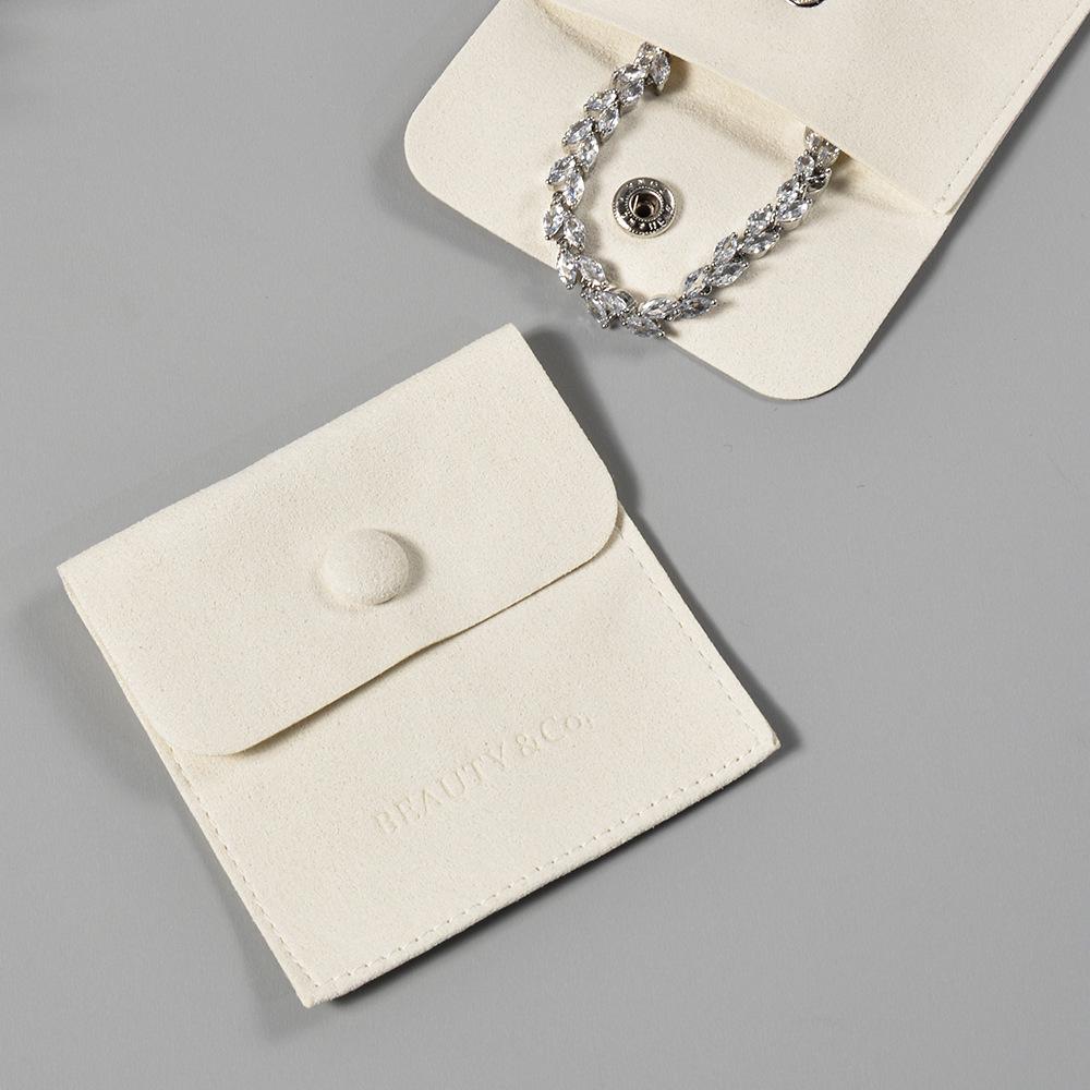 High-End Luxury Snap Button Microfiber Jewelry Storage Bag
