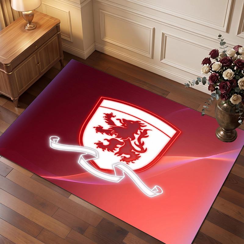 Tappeto in Velluto di Cristallo con Stampa del Middlesbrough Football Club, Comodo Assorbente d'Acqua Antiscivolo Tappeto per Pavimenti Interni