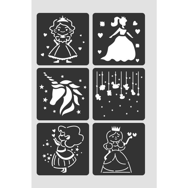 6pcs/set Floral Butterfly Stencil Templates for Scrapbook Wall Small Creative Design DIY Decor Stencils for Painting and Decor