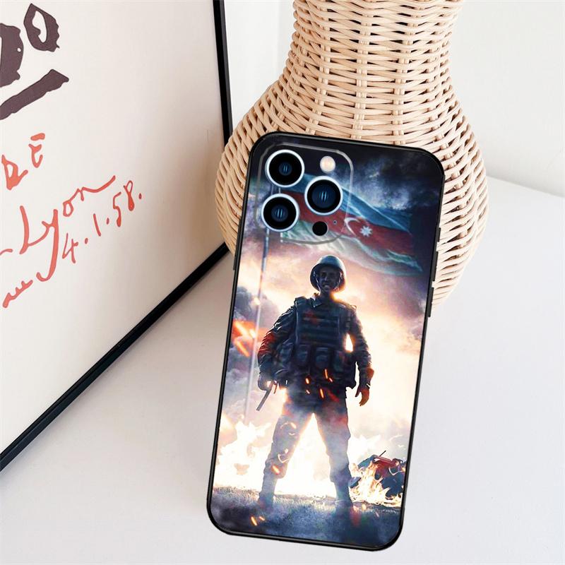 Azerbaijan Flag Phone Case For iPhone 16 Pro Max 14 13 12 11 15 17 Pro Max Mini 15 16 Plus 16e Back Cover