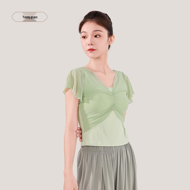 OEING Women's Short Sleeve Mesh Modern Dance Top