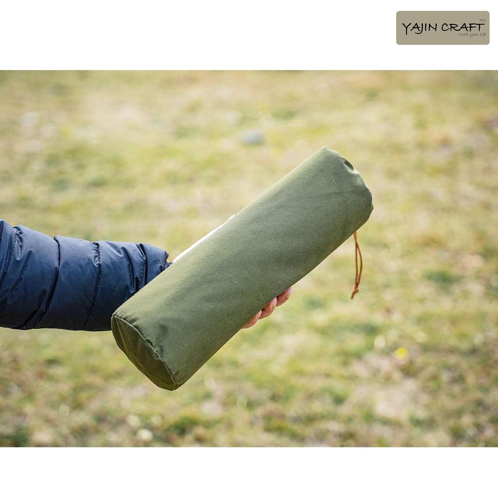 YAJIN CRAFT Tipi-Style Tent, Green, One-Pole Tent, TC Tent with One-Pole Skirt, Solo Camping, Easy Setup, Military Tent