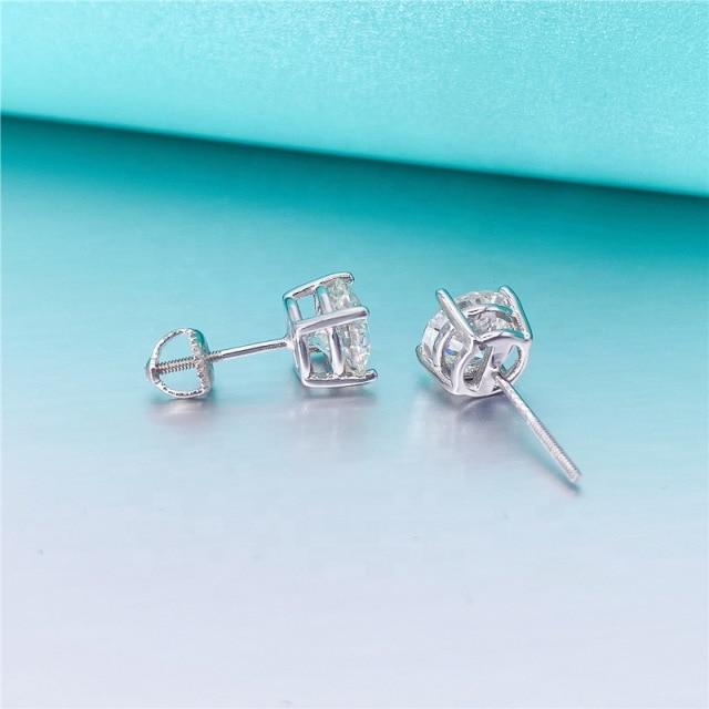 Four Claws Moissanite Stud Earrings for Women S925 Sterling Silver 3mm-8mm D Color Wedding Fine Jewelry Drop Shipping