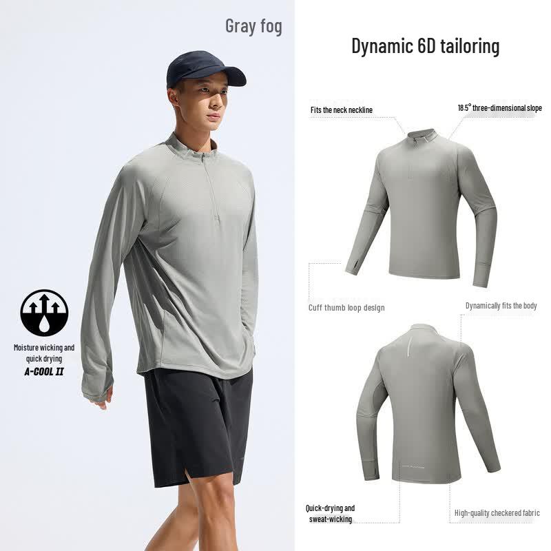 Anta Men s Half-Zip Quick-Dry Running Long Sleeve T-Shirt XL