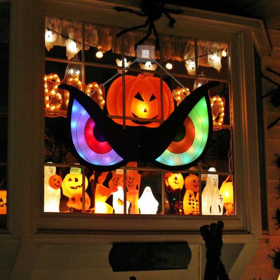 Halloween Eye Light Decoration Large Glowing Wooden LED Eye Light for Halloween Bush Yard Home Wall Window Tree Decor