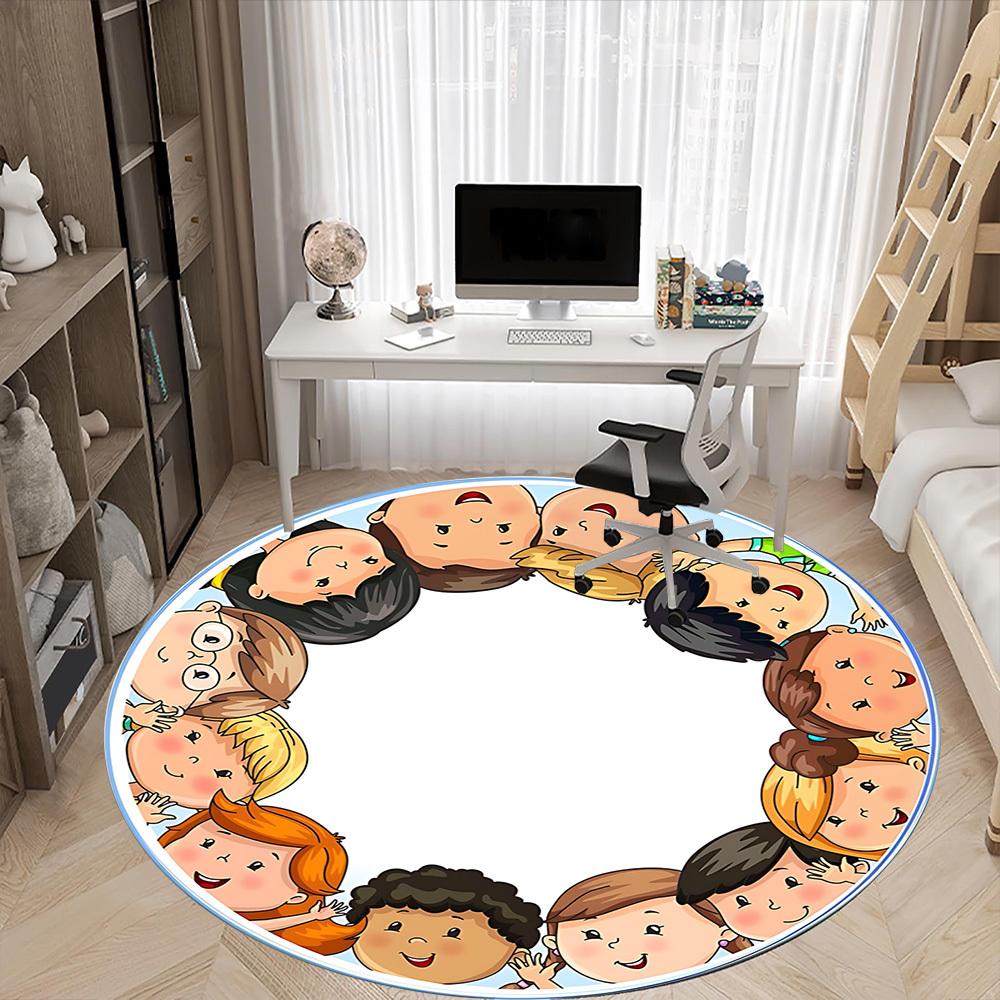 1 buc Covoraș Rotund cu Ilustrație pentru Scaun de Birou, Pătură Moale din Flanelă, Perfect pentru Birou, Crăciun, Paște