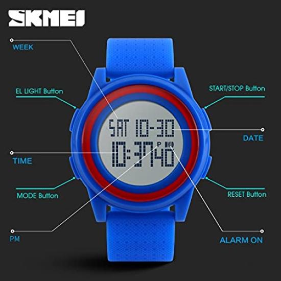 SKMEI Sports Digital Watch Time Daily Enhanced Japanese Instruction Manual Double Time Countdown [GAWZ JAPAN] Ultra-thin [5 Colors] Set, Waterproof,