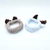 Women's Soft Coral Fleece Antlers Spa Bow Hair Band Facial Makeup Headband for Washing Face and Shower Use