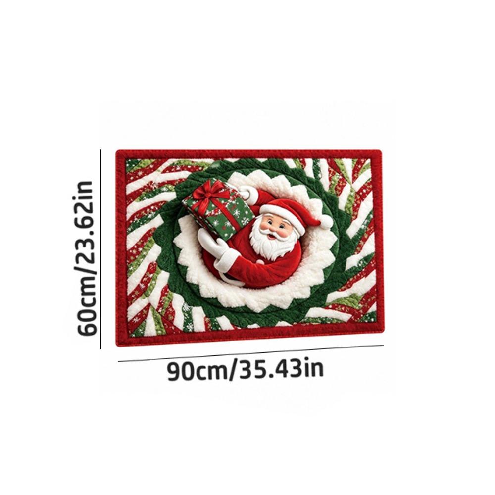 2D Flat Santa Door Mat Faux Cashmere Christmas Bath Mat Decorative Floor Rug  Christmas Home Decor