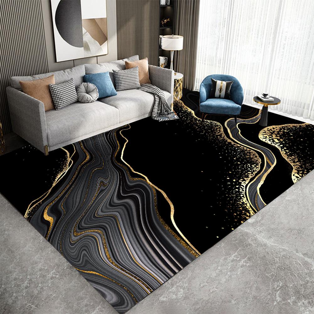 

Мармуровий килим для вітальні Nordic Abstract Deep Blue Gold Area Килимок Вітальня Спальня Приліжковий килимок Розкішний килимок для прикраси будинку 120 x160cm