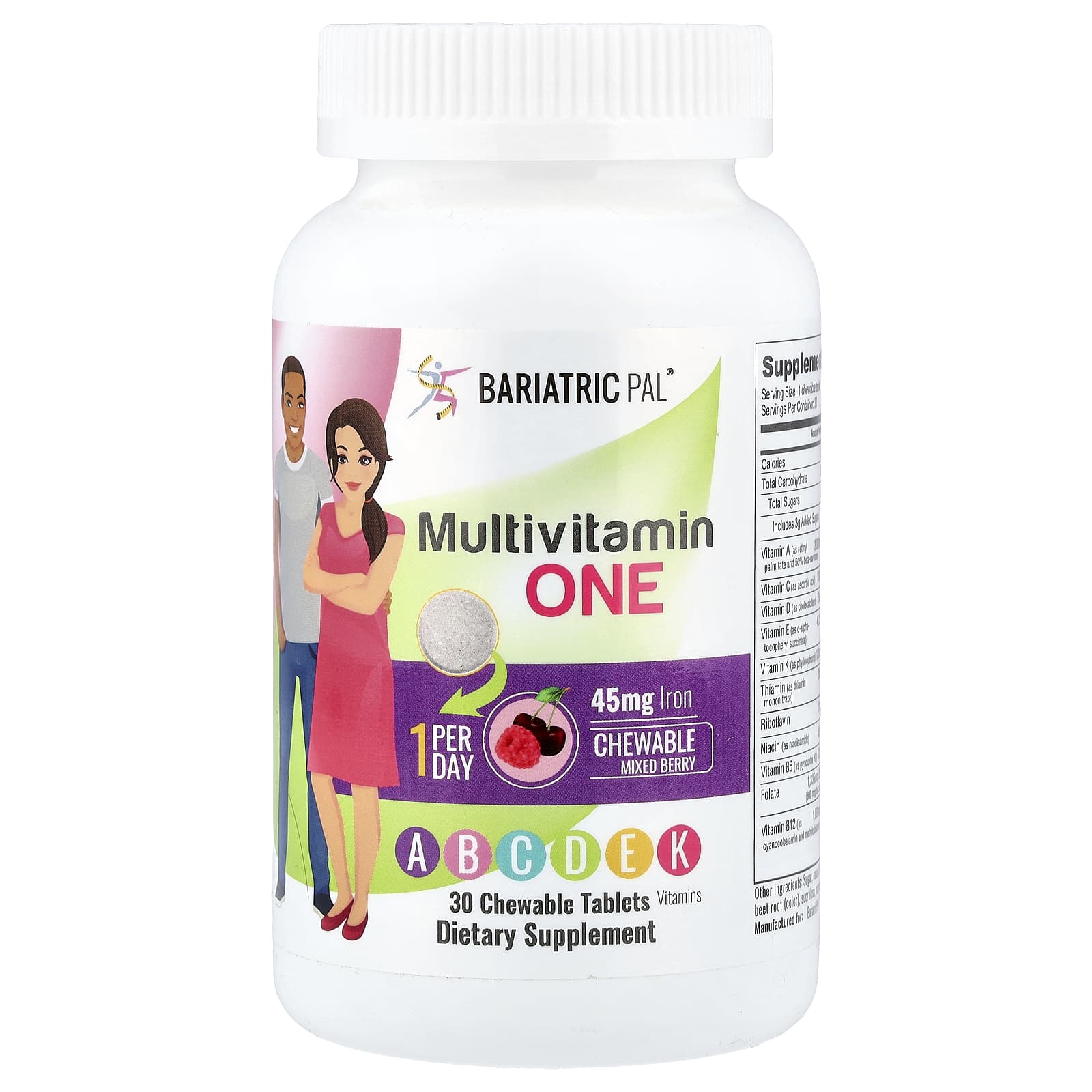 

BariatricPal, One Multivitamin, Mixed Berry, 30 Chewable Tablets