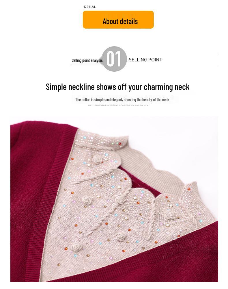 2024 Women's Winter Fleece Layered Look Sweater: Cozy Thick Base Top for Middle-Aged & Elderly