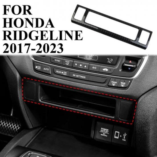 Carbon fiber style inner central control panel cover trim for Honda Ridgeline