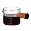 Double Measuring Cup Espresso with Wooden Handle 51-100ML for Barista Sauce Bar Cocktail Coffee