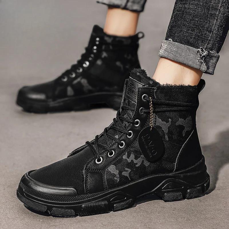 Booties Men's Snow Boots Platform Waterproof Ankle Male Winter Shoes Fashion Offer Cotton Shoe Footwear Outdoor Hiking Sale Work