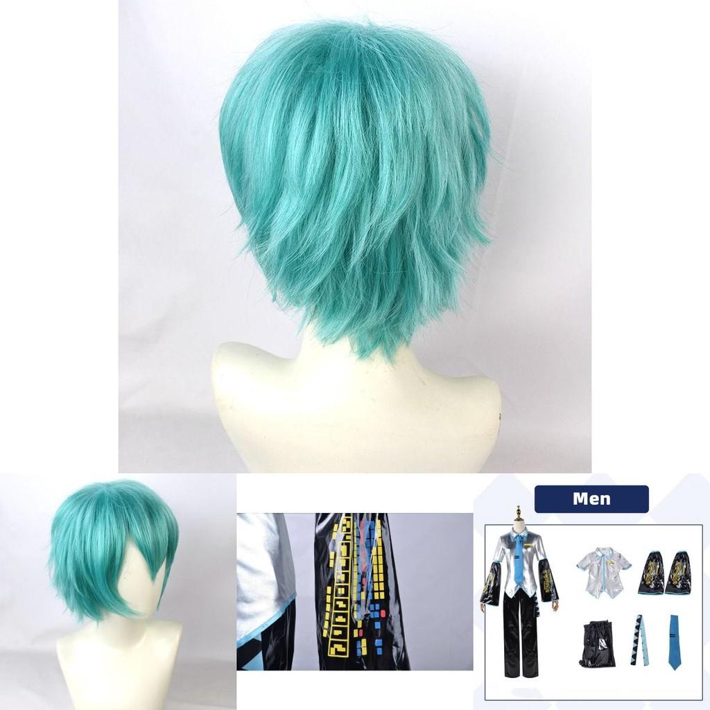 Men's High-quality Hatsune Miku Vocaloid Pu Cosplay Shirt Tie Pants Wig Set For Holidays