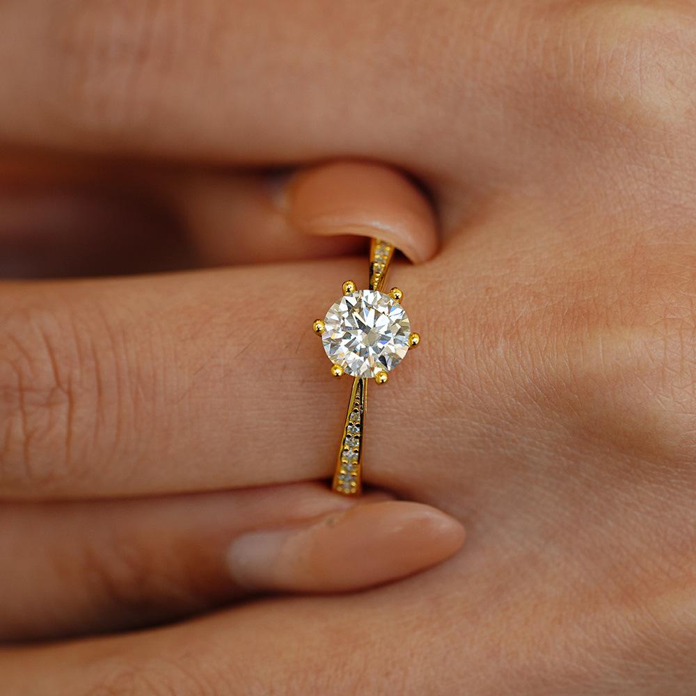 Moissanite Rings for Women Sparkling Diamond Engagement Wedding 925 Sterling Sliver Plating Gold Ring