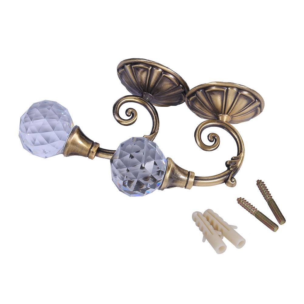2x Ganci Porta Tende in Metallo e Vetro Gancio Supporto per Tende da Parete Finestra Oro