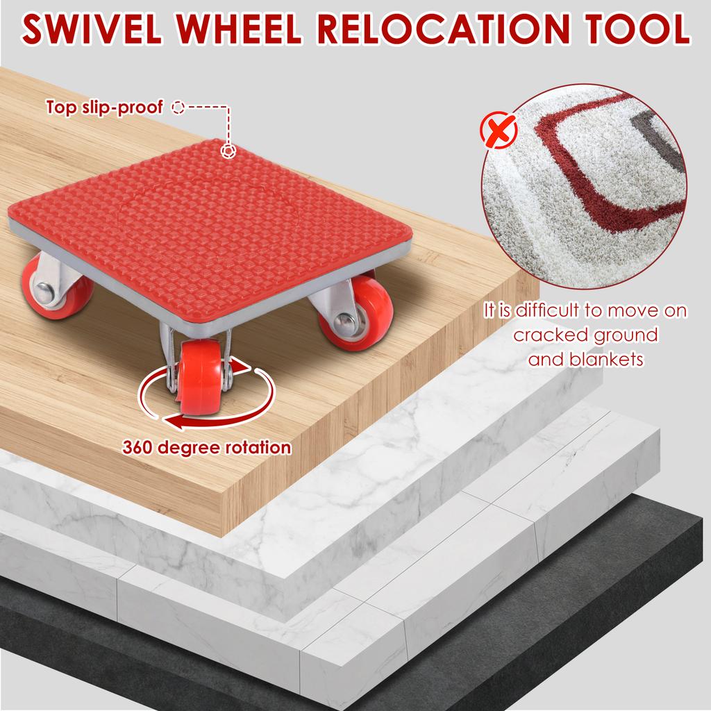 Furniture Dolly 4 Wheels Heavy Duty Furniture Mover with 360° Rotating Wheels Furniture Lifter for Moving Furniture Appliances